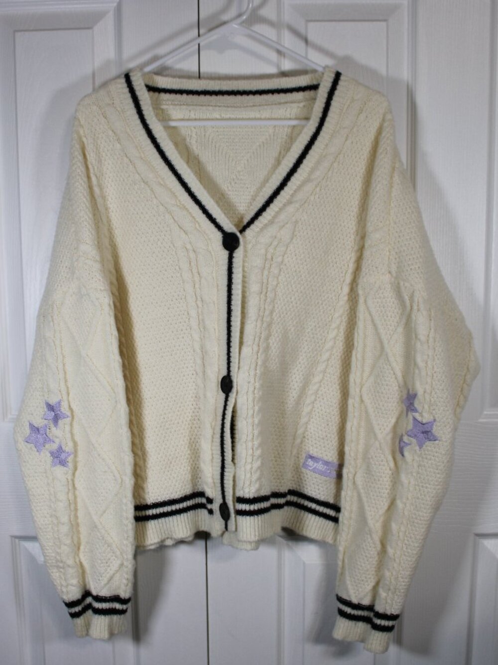 Unofficial Taylor Swift Merch Folklore Cardigan with Lavender Stars